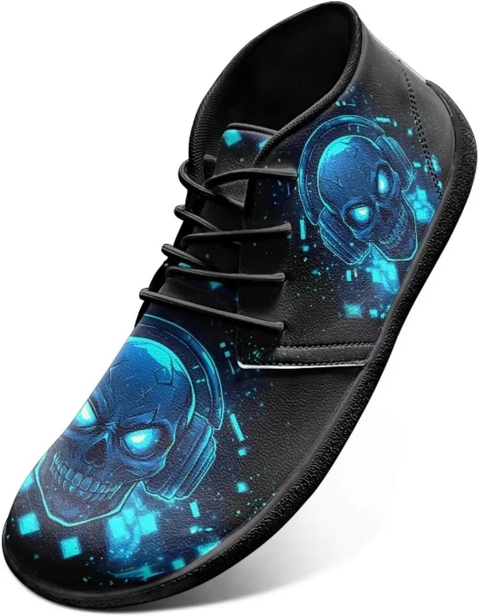 Jeiento Men's Gothic Skull Walking Shoes Wide Toe Barefoot Shoes Zero Drop Casual Sneakers