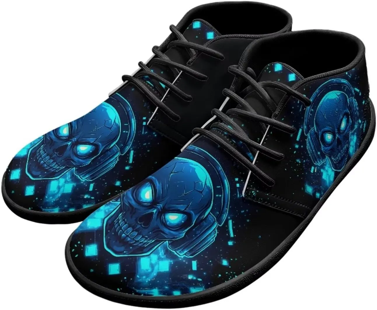 Jeiento Men's Gothic Skull Walking Shoes Wide Toe Barefoot Shoes Zero Drop Casual Sneakers