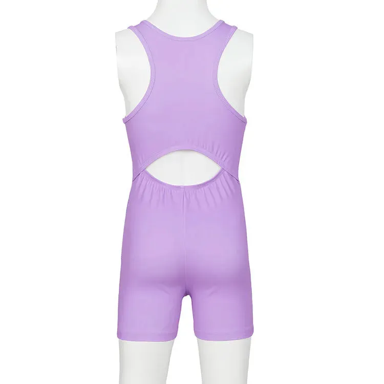 Lavender Line Pattern Unitard for Girls