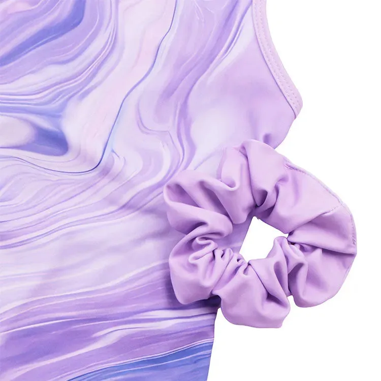 Lavender Line Pattern Unitard for Girls