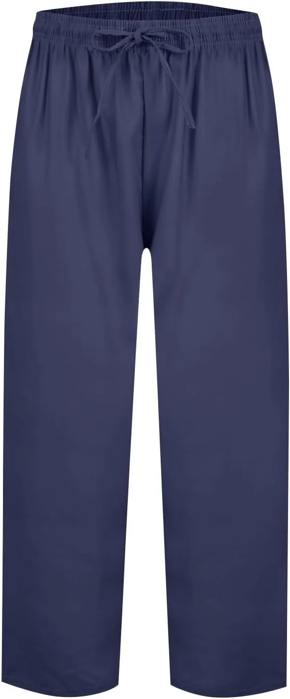 Plus Size Pants for Women Summer Drawstring High Waist Straight Leg Slacks Solid Color Travel Trousers with Pockets