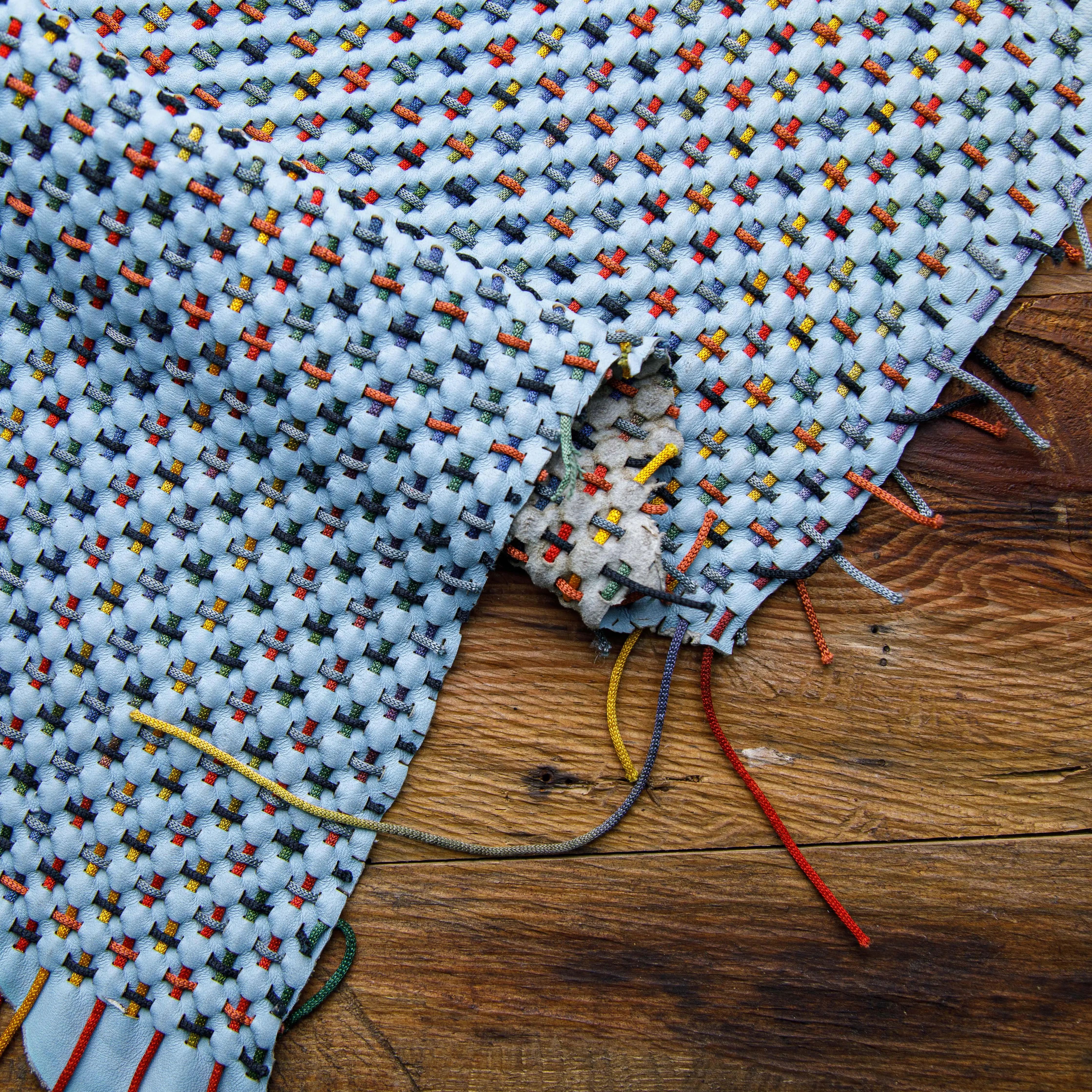 Premium Blue Woven Leather Handmade Artisan Quality