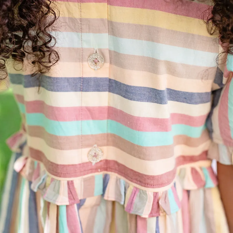 Raquel Dress - Multi Vintage Stripe by Pink Chicken