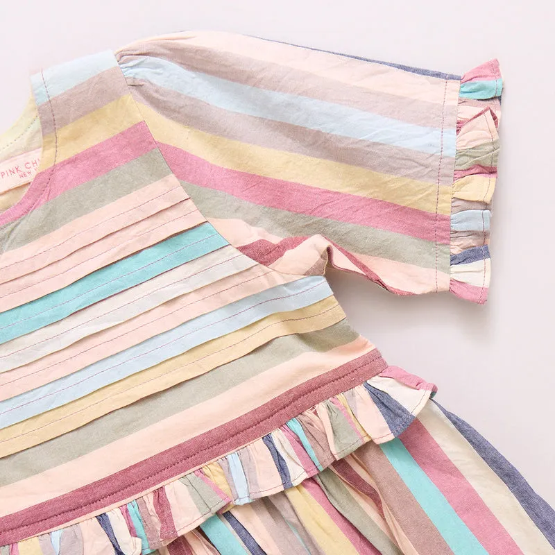 Raquel Dress - Multi Vintage Stripe by Pink Chicken