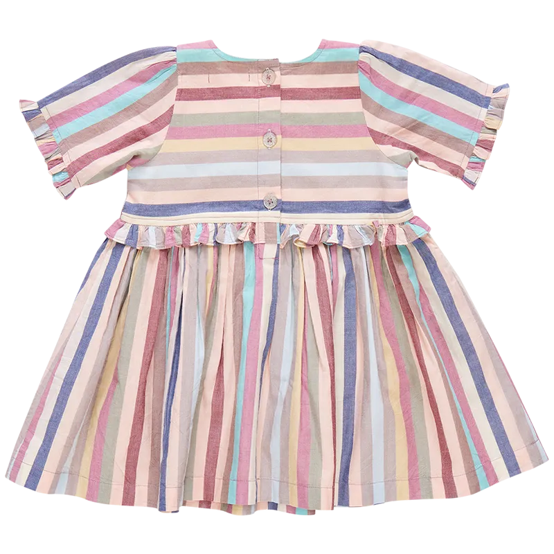 Raquel Dress - Multi Vintage Stripe by Pink Chicken