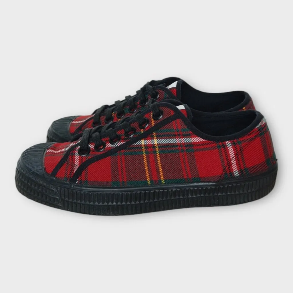 Red Tartan Lace Up Sneakers