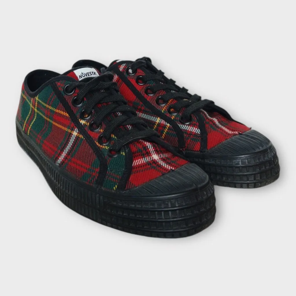 Red Tartan Lace Up Sneakers
