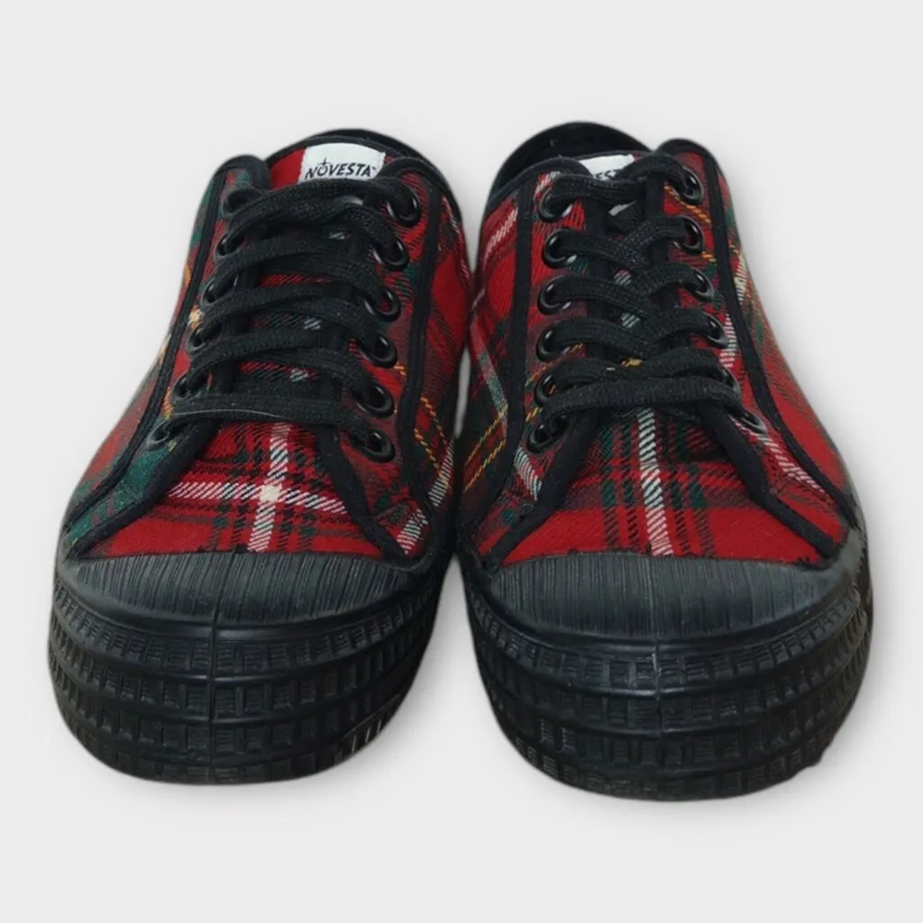 Red Tartan Lace Up Sneakers