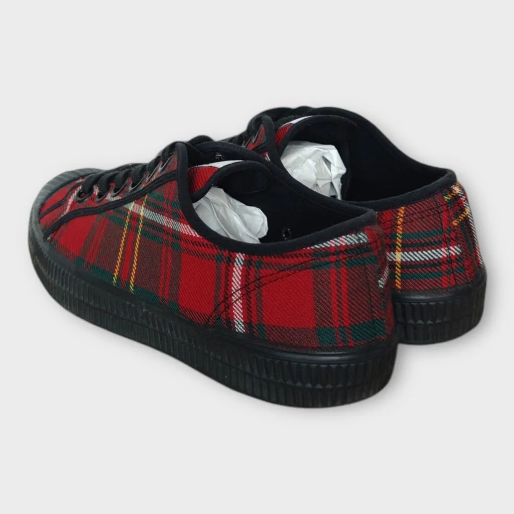 Red Tartan Lace Up Sneakers