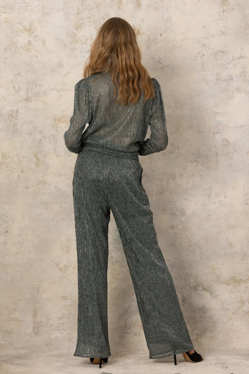 Silver Crush Pant in Silver/Green