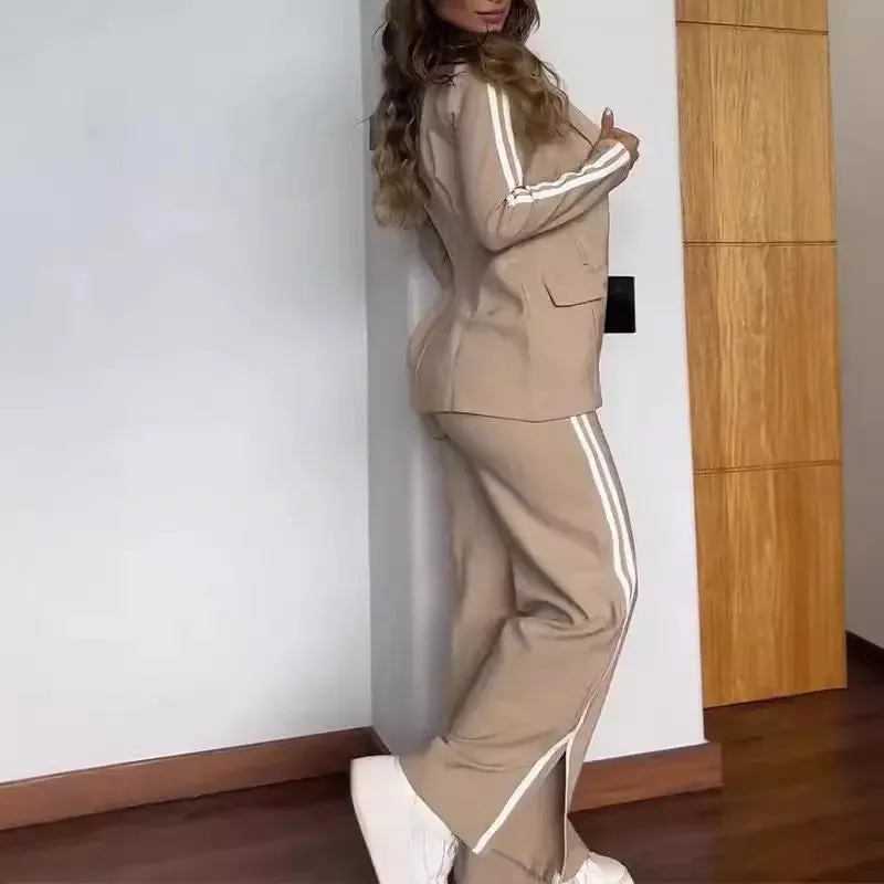 Striped Side Split Trouser Set