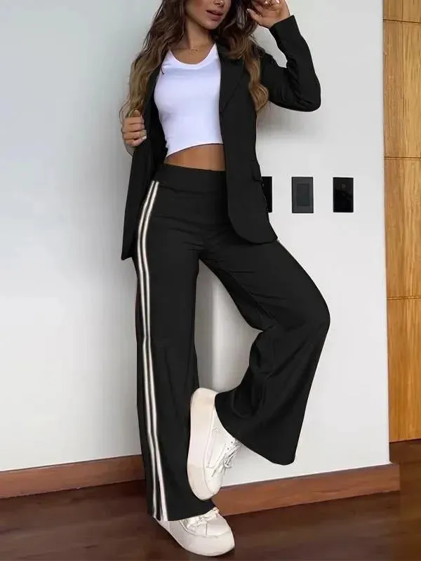 Striped Side Split Trouser Set