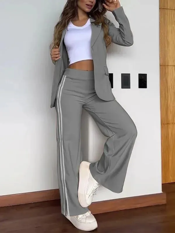Striped Side Split Trouser Set