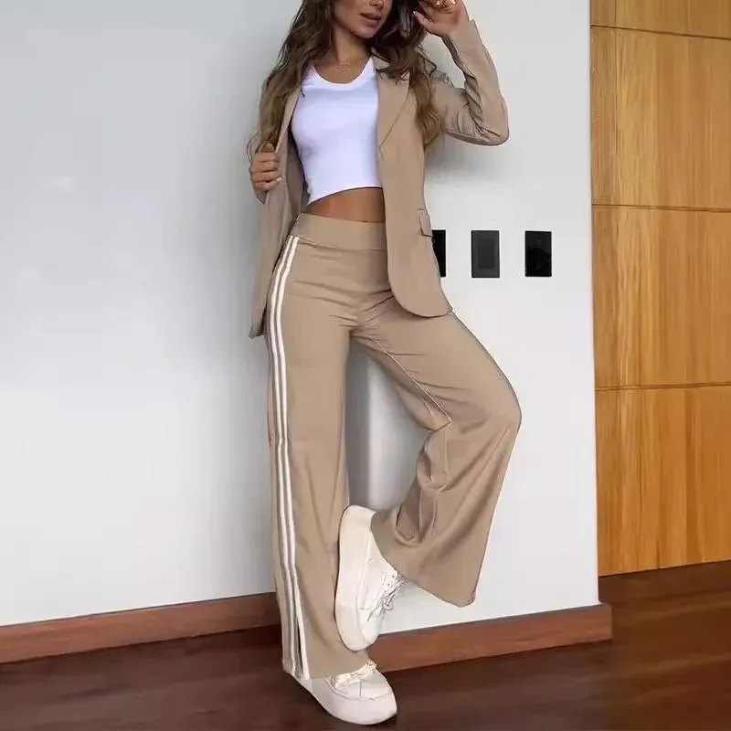 Striped Side Split Trouser Set
