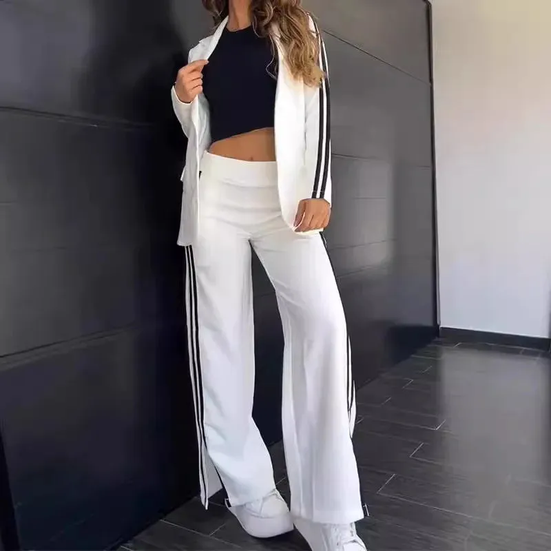Striped Side Split Trouser Set