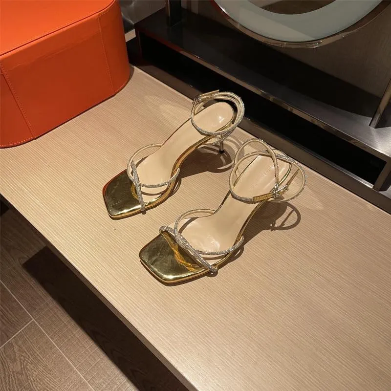Summer Cross Strap Sexy Open Toe Rhinestone Sandals