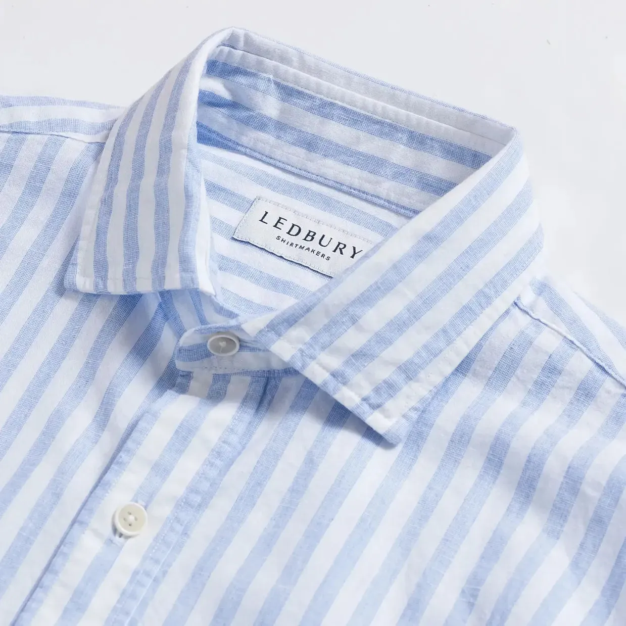 The Light Blue Barlotta Cotton Linen Stripe Custom Shirt