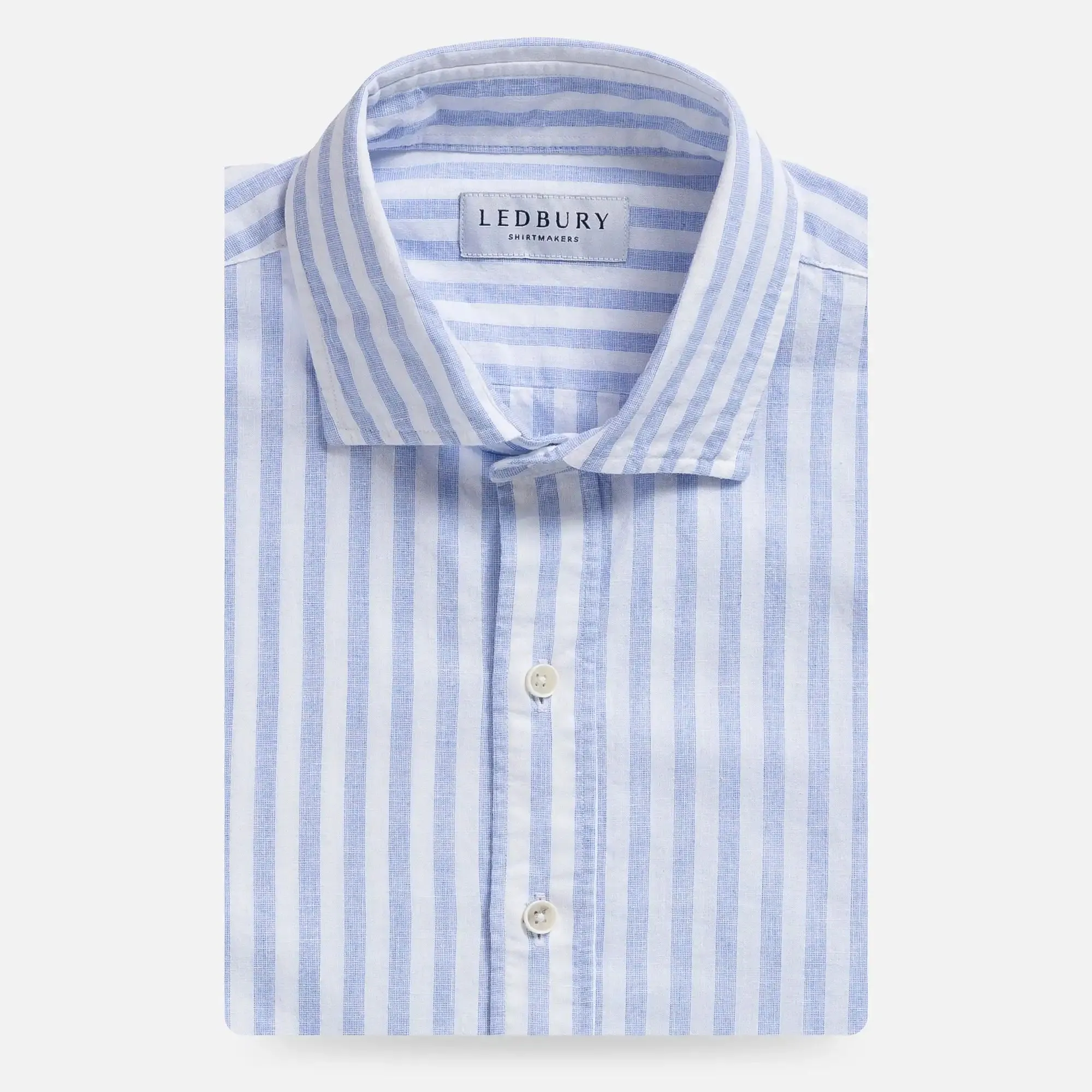 The Light Blue Barlotta Cotton Linen Stripe Custom Shirt