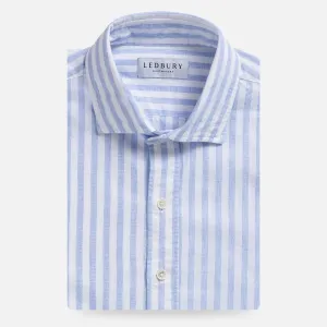The Light Blue Barlotta Cotton Linen Stripe Custom Shirt