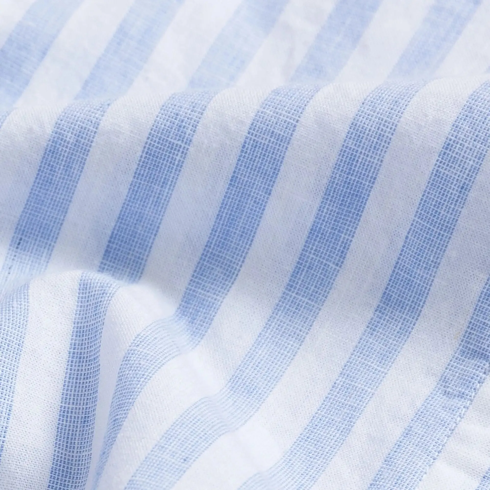 The Light Blue Barlotta Cotton Linen Stripe Custom Shirt