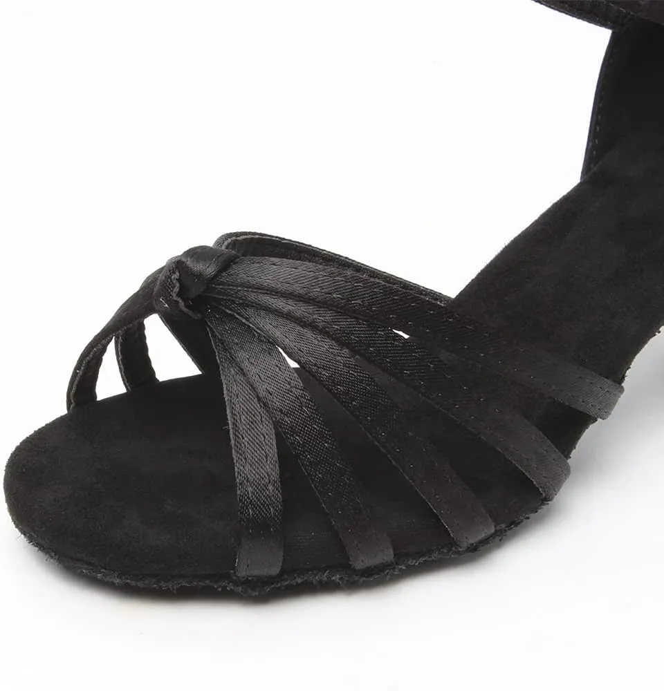 TINRYMX Women's Latin Dance Shoes Satin Ballroom Salsa Cha-cha Professional Practice Dance Shoes,Model-EM217