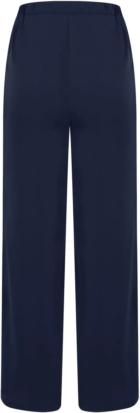Wide Leg Pants for Women High Waist Tie Knot Front Split Flowy Palazzo Pant Dressy Casual Loose Comfy Lounge Trousers