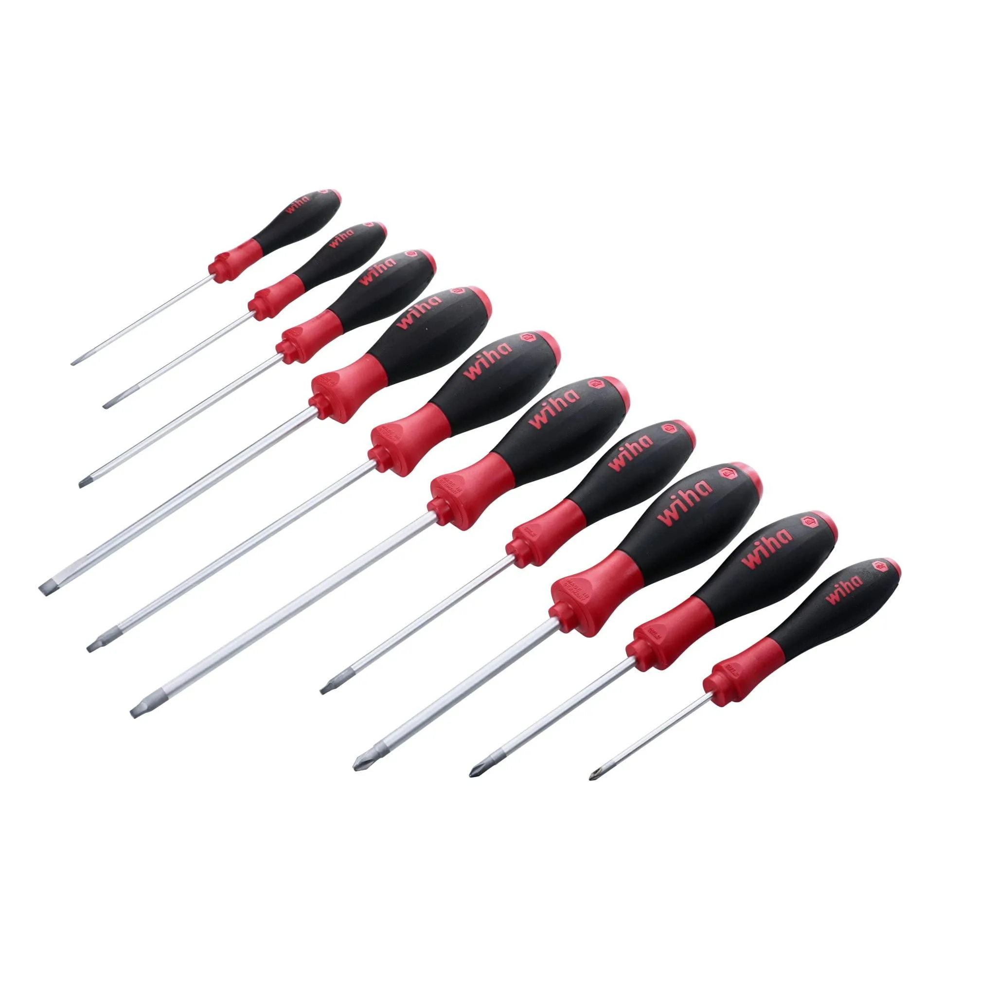 Wiha SoftFinish Grip ScrewDriver Set, Slotted, Phillips, and Square 10-Piece Set