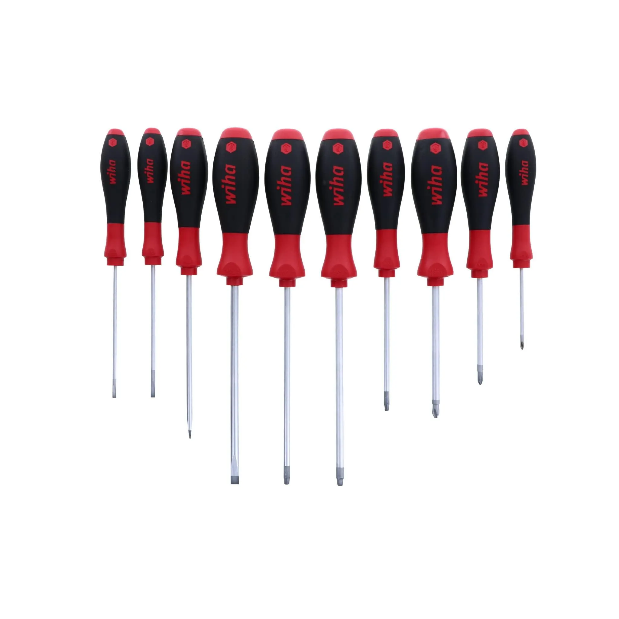 Wiha SoftFinish Grip ScrewDriver Set, Slotted, Phillips, and Square 10-Piece Set