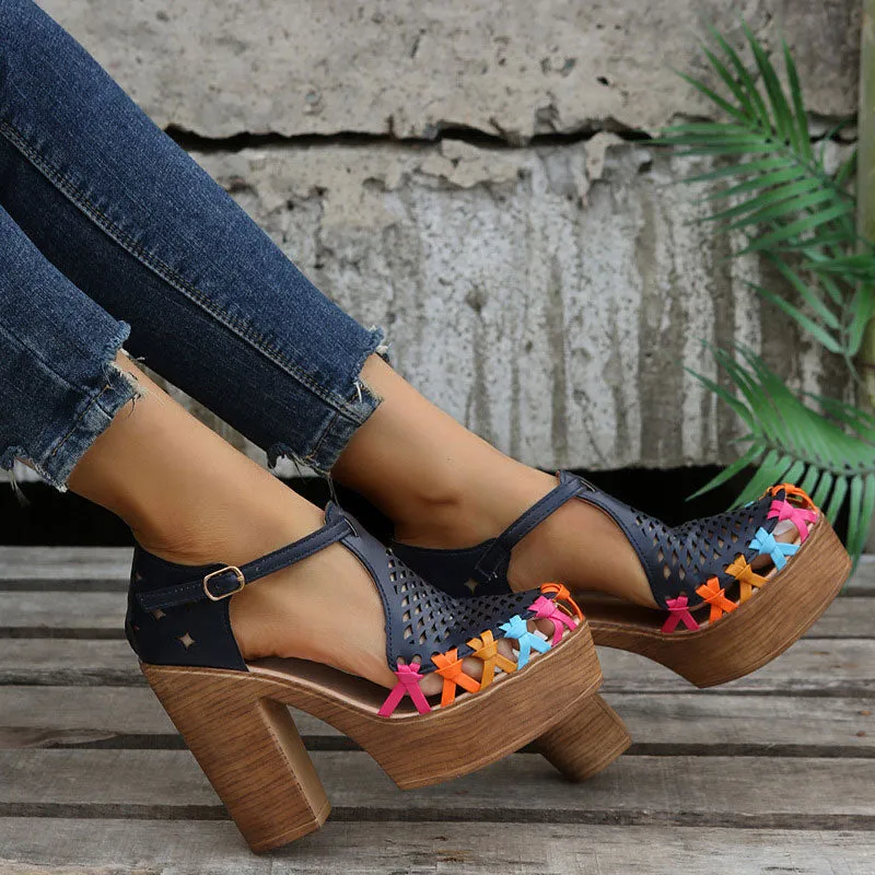 Women's Chunk Heel Pump Sandals Dress Heeled Sandals