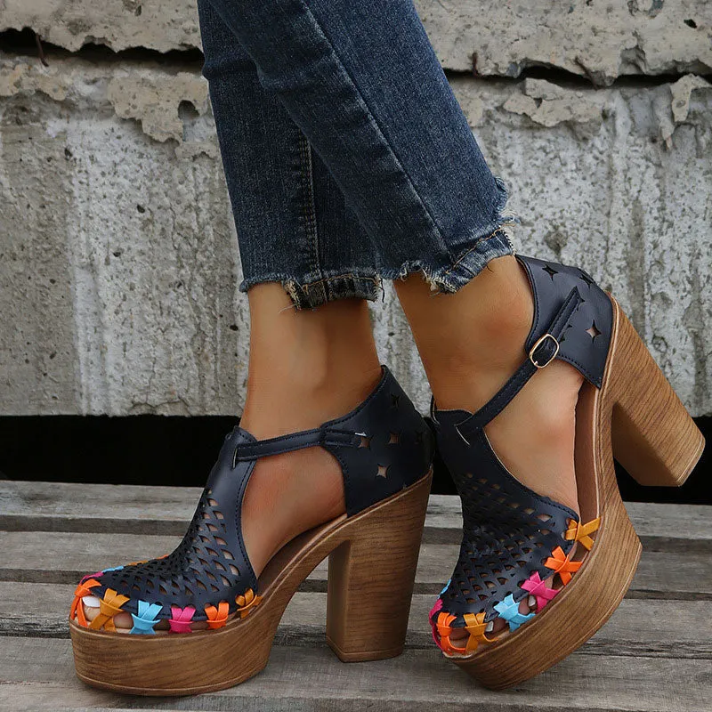 Women's Chunk Heel Pump Sandals Dress Heeled Sandals