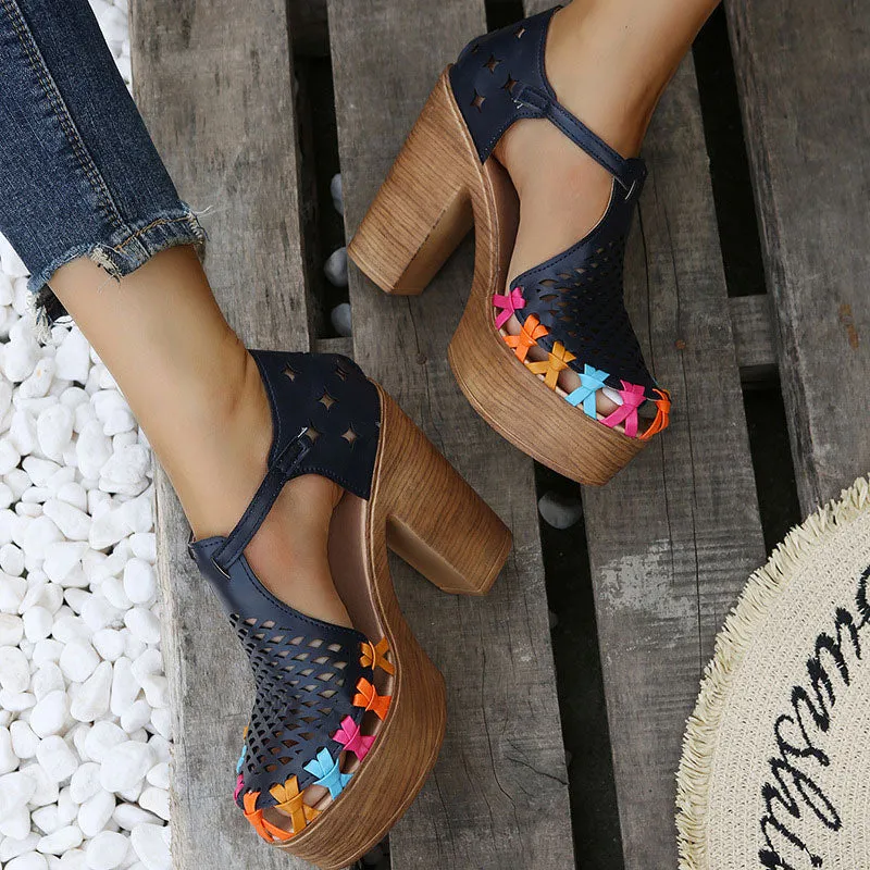 Women's Chunk Heel Pump Sandals Dress Heeled Sandals