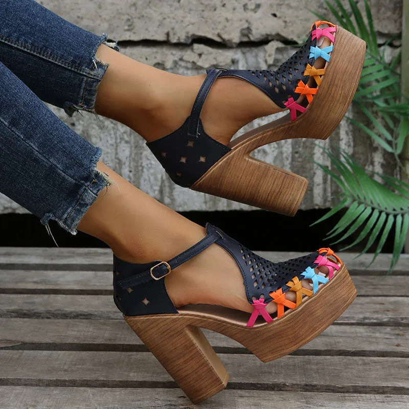Women's Chunk Heel Pump Sandals Dress Heeled Sandals